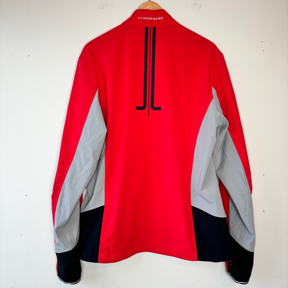 J. Lindeberg Red Black Gray Full Zip Lightweigh Soft Shell Stretch Jacket Sz XL - Picture 10 of 12